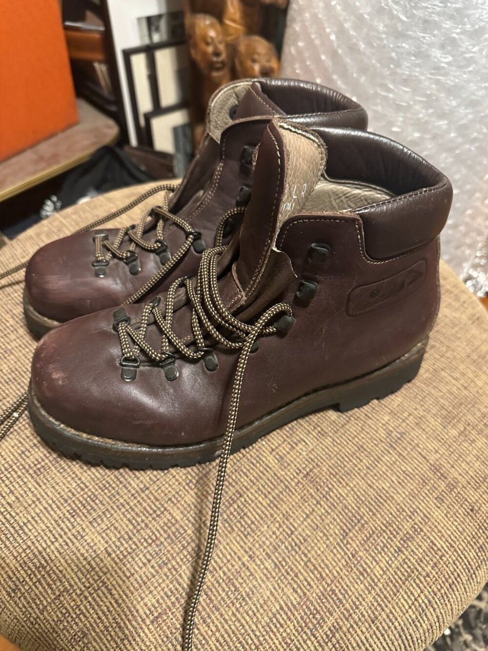 VTG Italian  Febo Leather Mountain Hiking Boots mens 8 womens 10